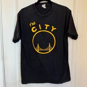 Alstyle Apparel Black T-Shirt with Yellow 'The City' Graphic